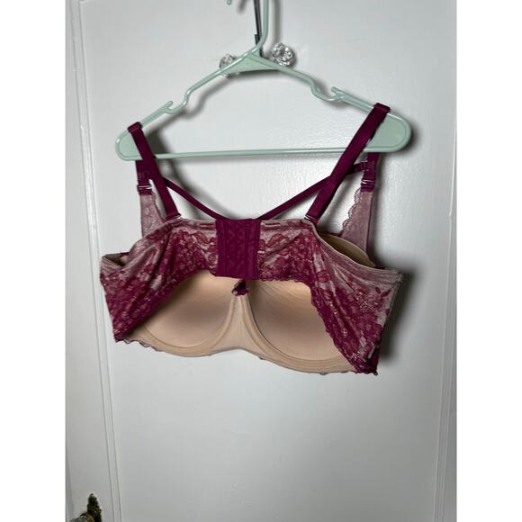 Torrid Curve Red Lace Strappy Push Up Plunge Bra Underwire Sexy Women's 42 DD - Picture 7 of 10